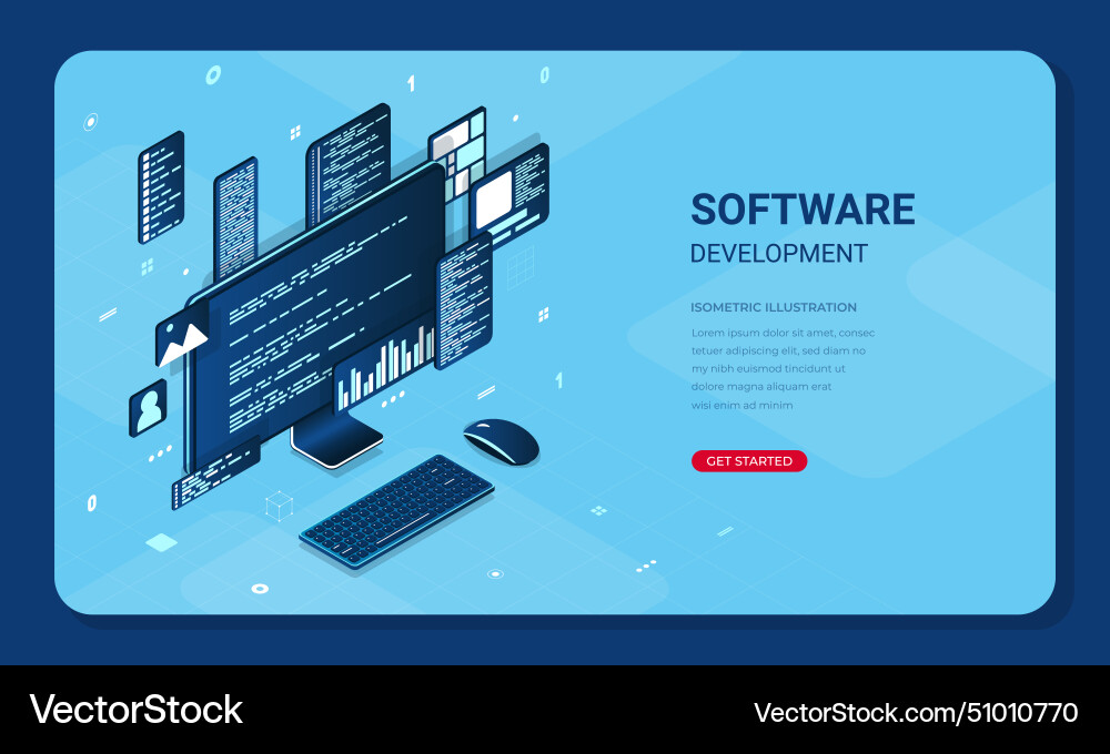 Isometric Software Development Banner vector image