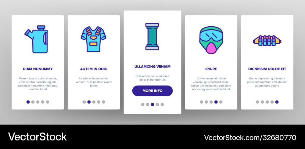Paintball game tool onboarding icons set Paintball game tool onboarding icons set vector image