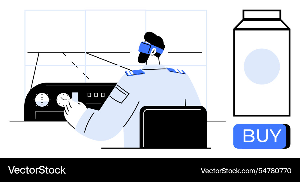 Pilot navigating aircraft using advanced Pilot navigating aircraft using advanced vector image