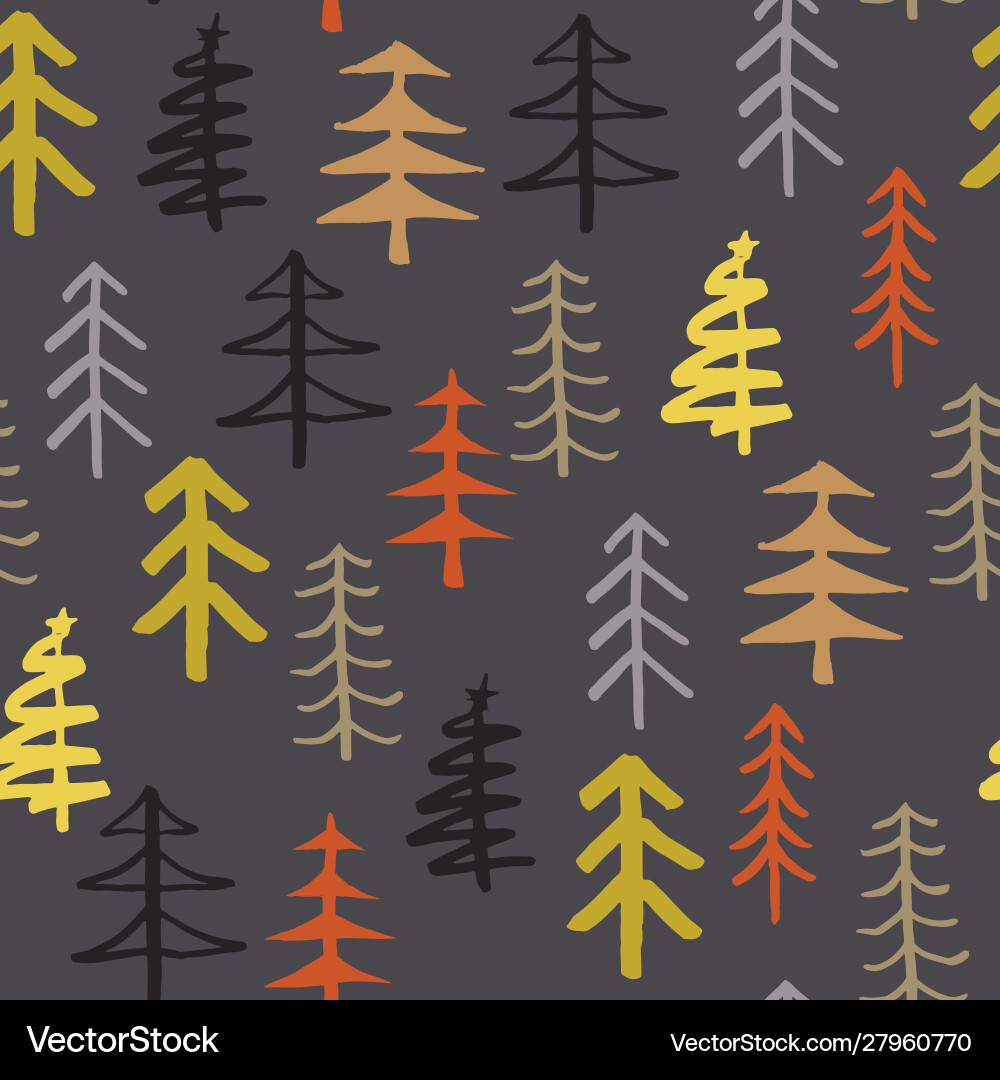 Pine Tree Seamless Pattern - Winter vector image