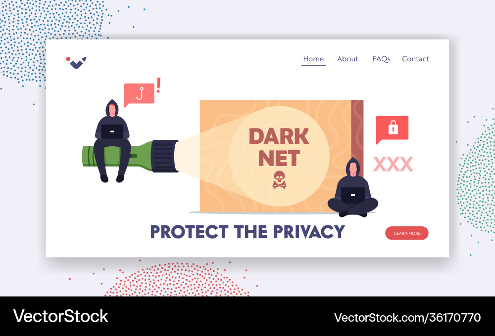 Protect privacy in dark net landing page template Protect privacy in dark net landing page template Vector Image