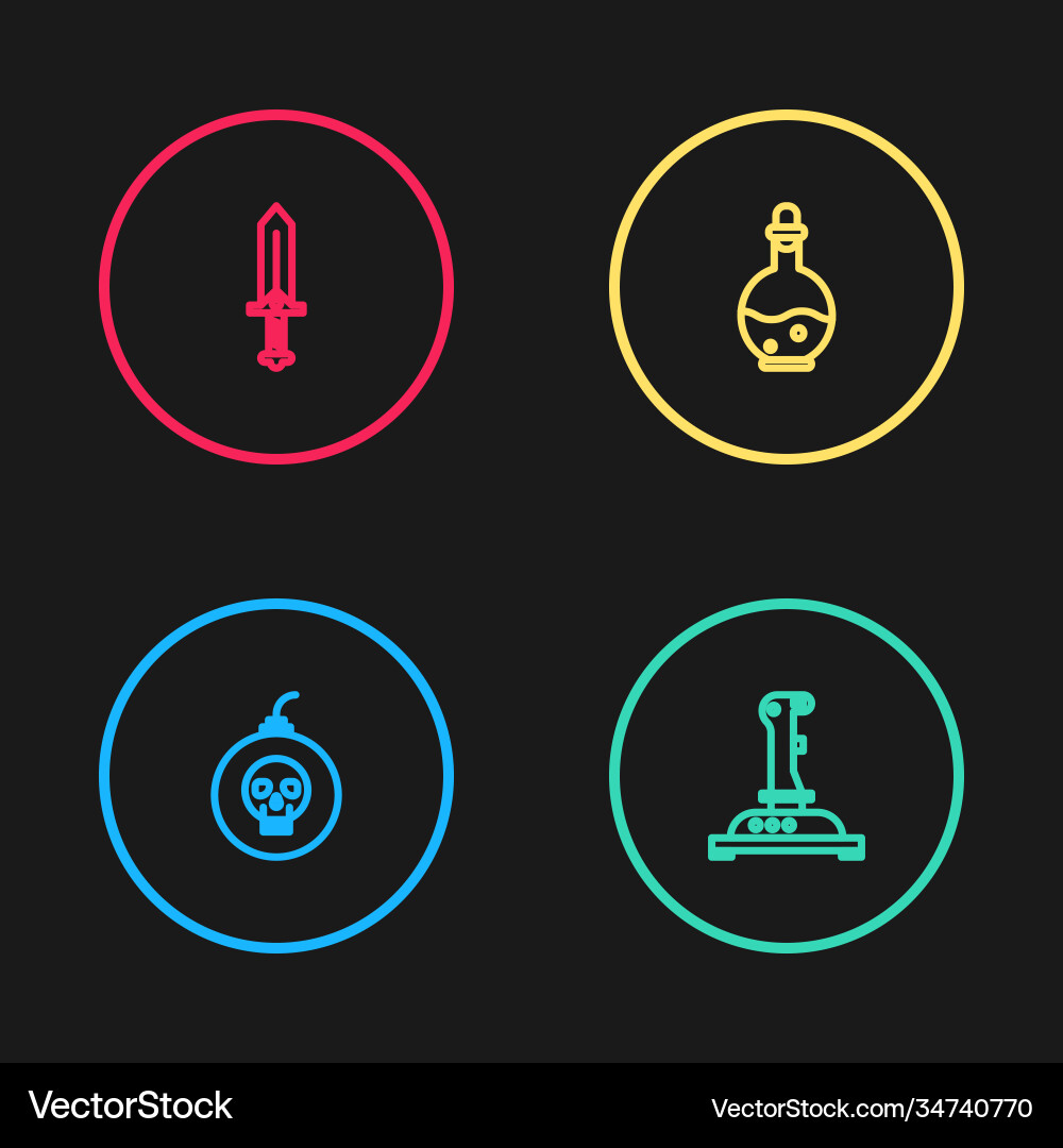 Set line bomb ready to explode joystick Vector Image