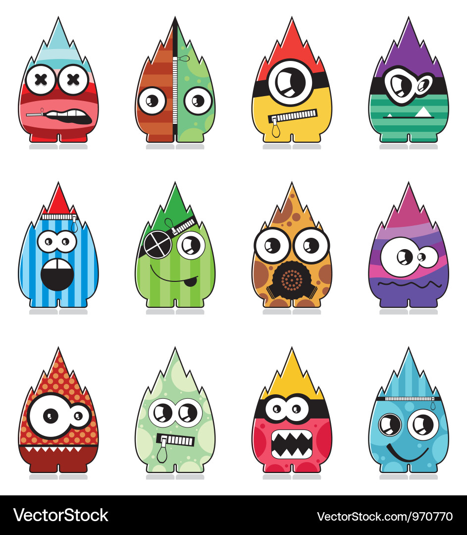 Set of twelve monsters Vector Image