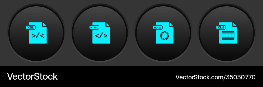 Set xsl file document html raw and xls icon Set xsl file document html raw and xls icon vector image