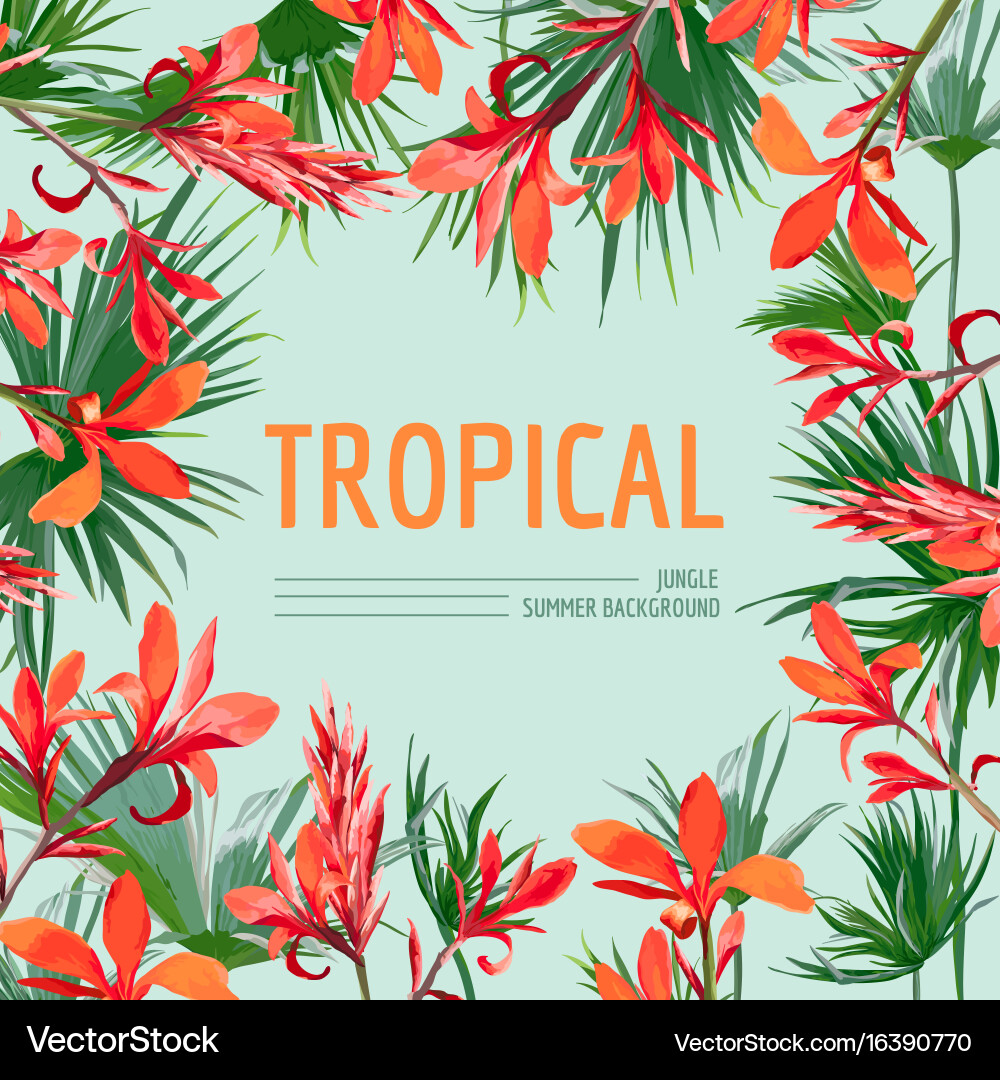 Tropical Palm Leaves Background Vector Image