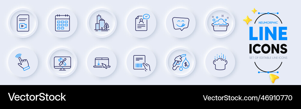 Video file scroll down and calendar line icons Vector Image