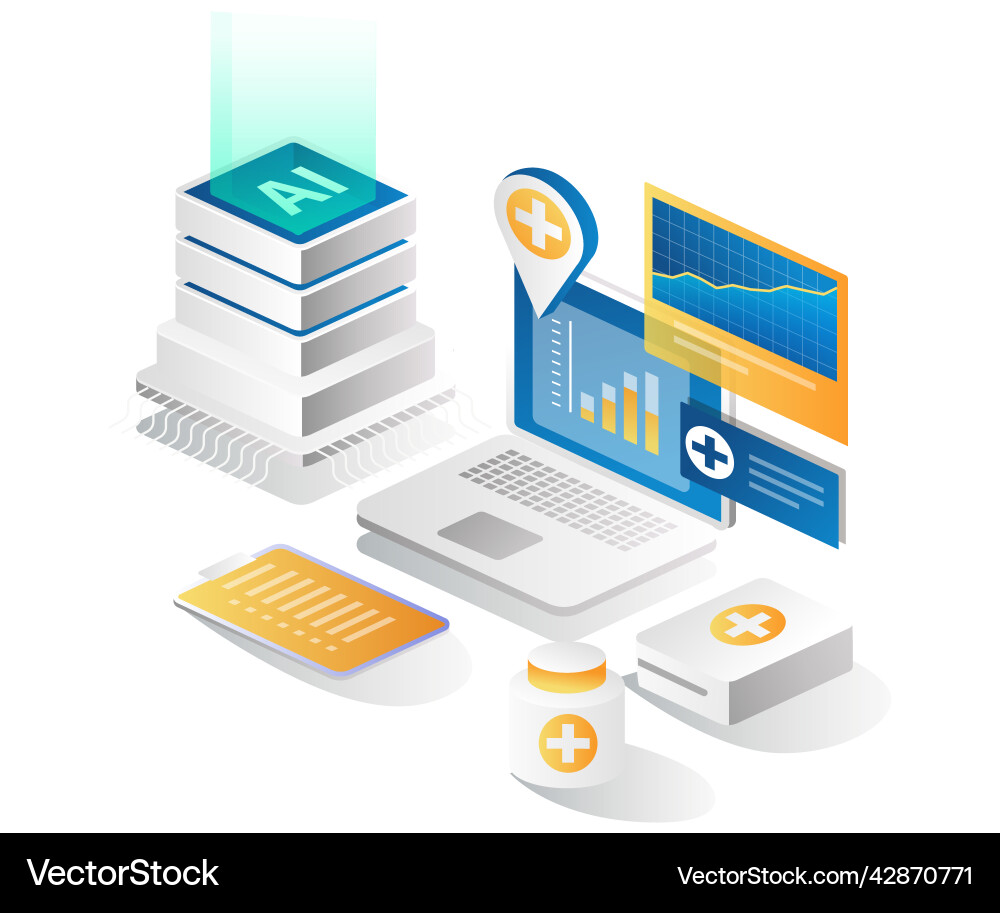 Artificial intelligence health analysis data Artificial intelligence health analysis data vector image