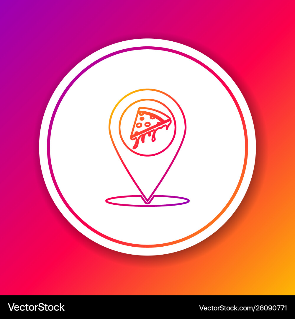 Color map pointer with fast food slice pizza line Color map pointer with fast food slice pizza line vector image