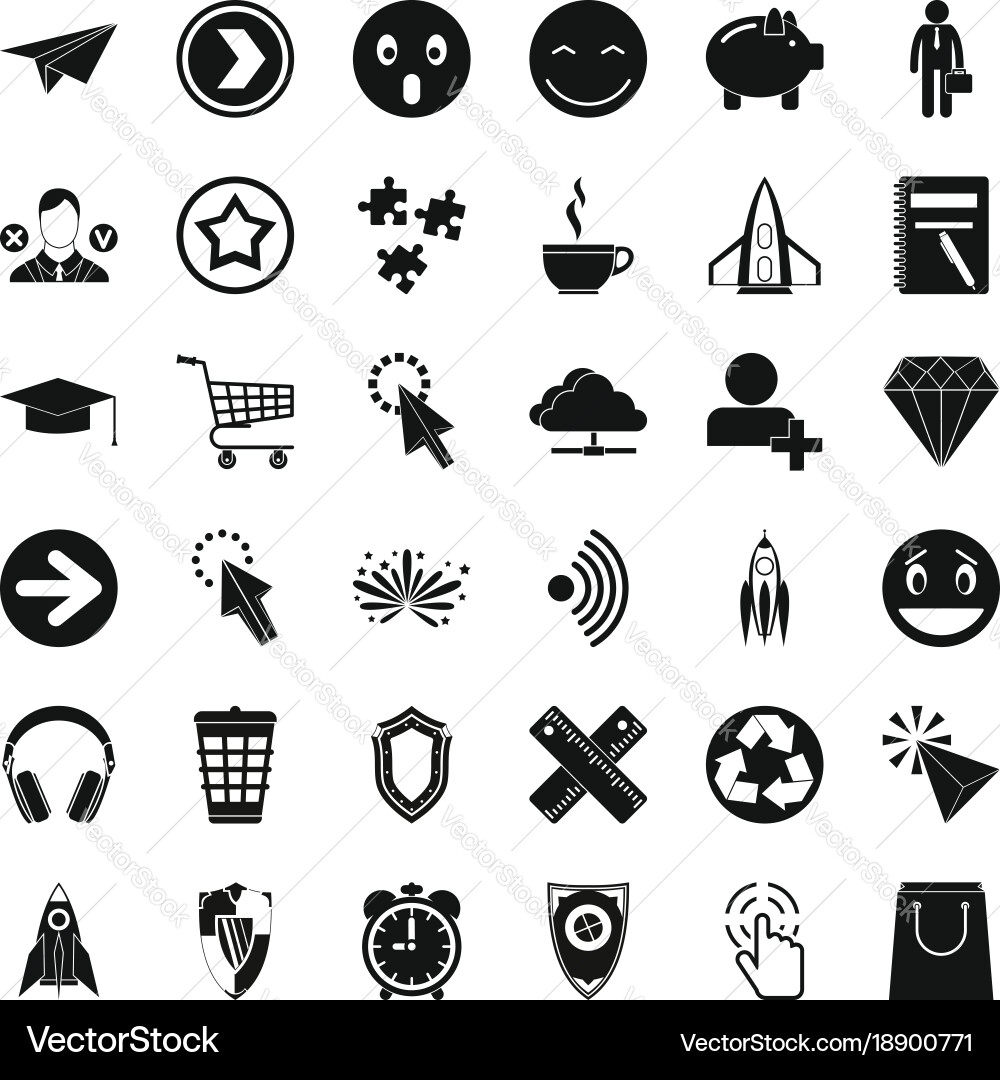 Computer pictograph icons set simple style vector image