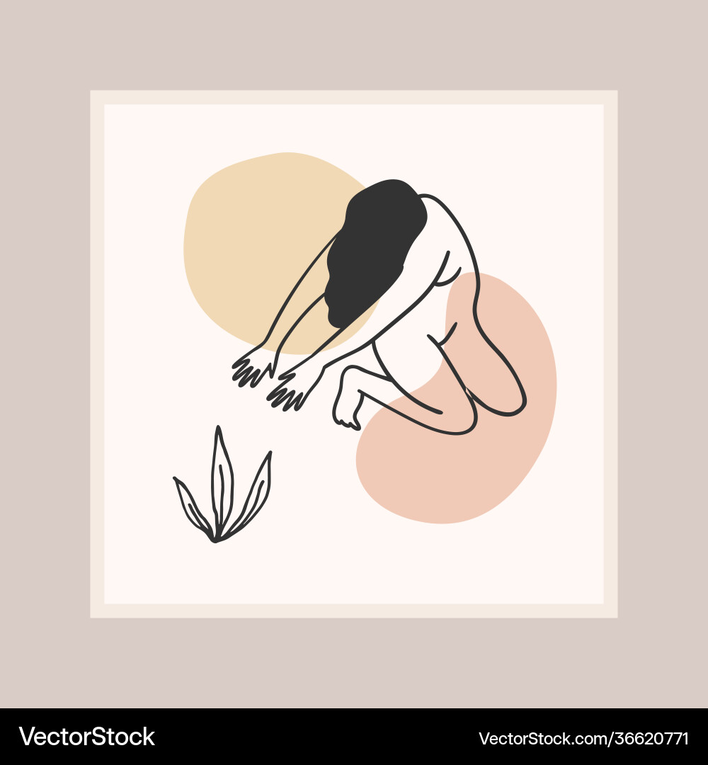 Contemporary art print with woman line vector image