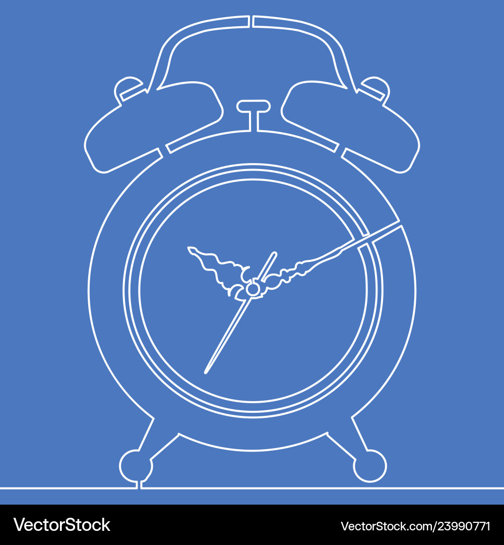 Continuous one line alarm clock concept vector image