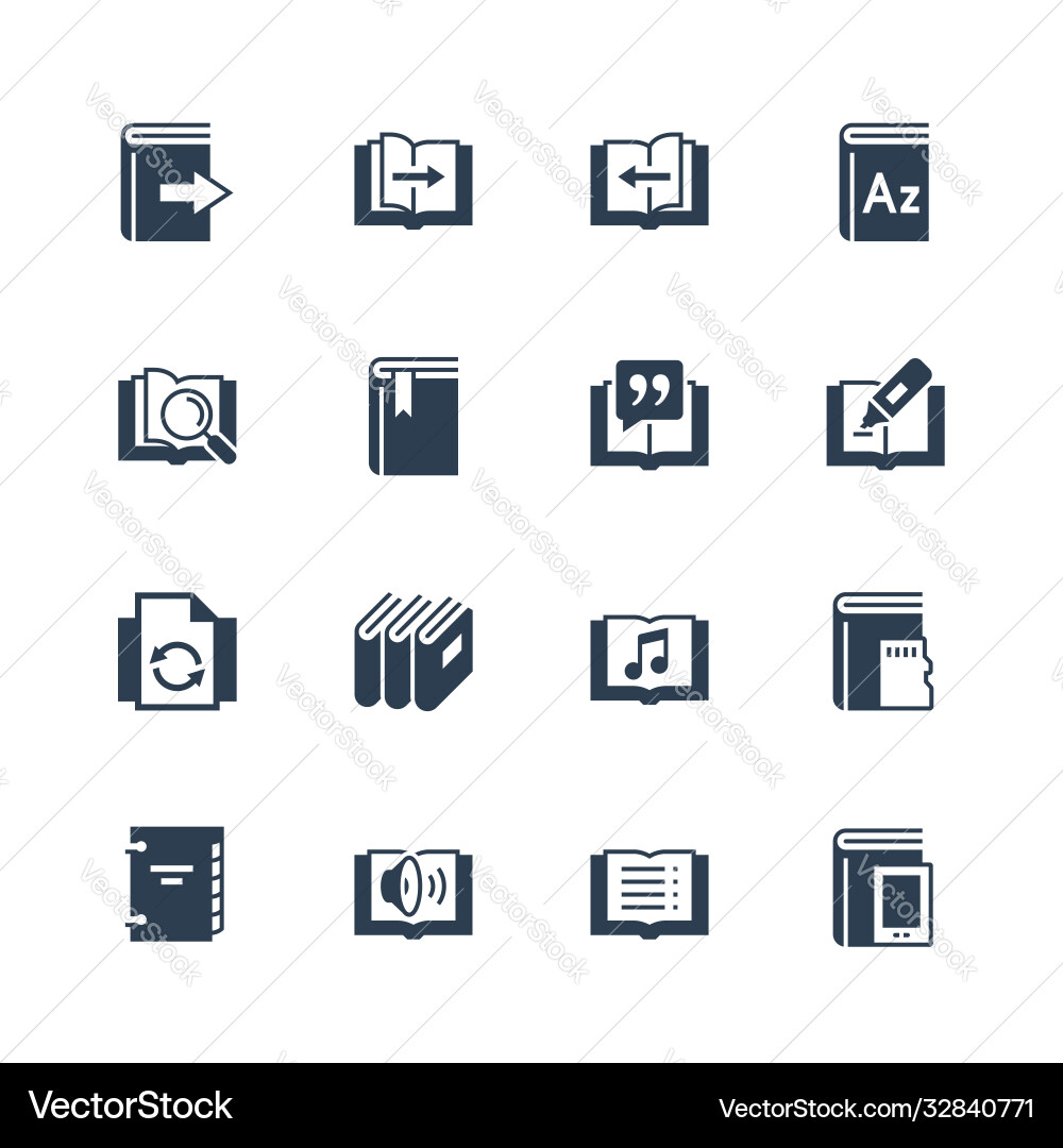 Ereader Icon Set - Reading & Books vector image