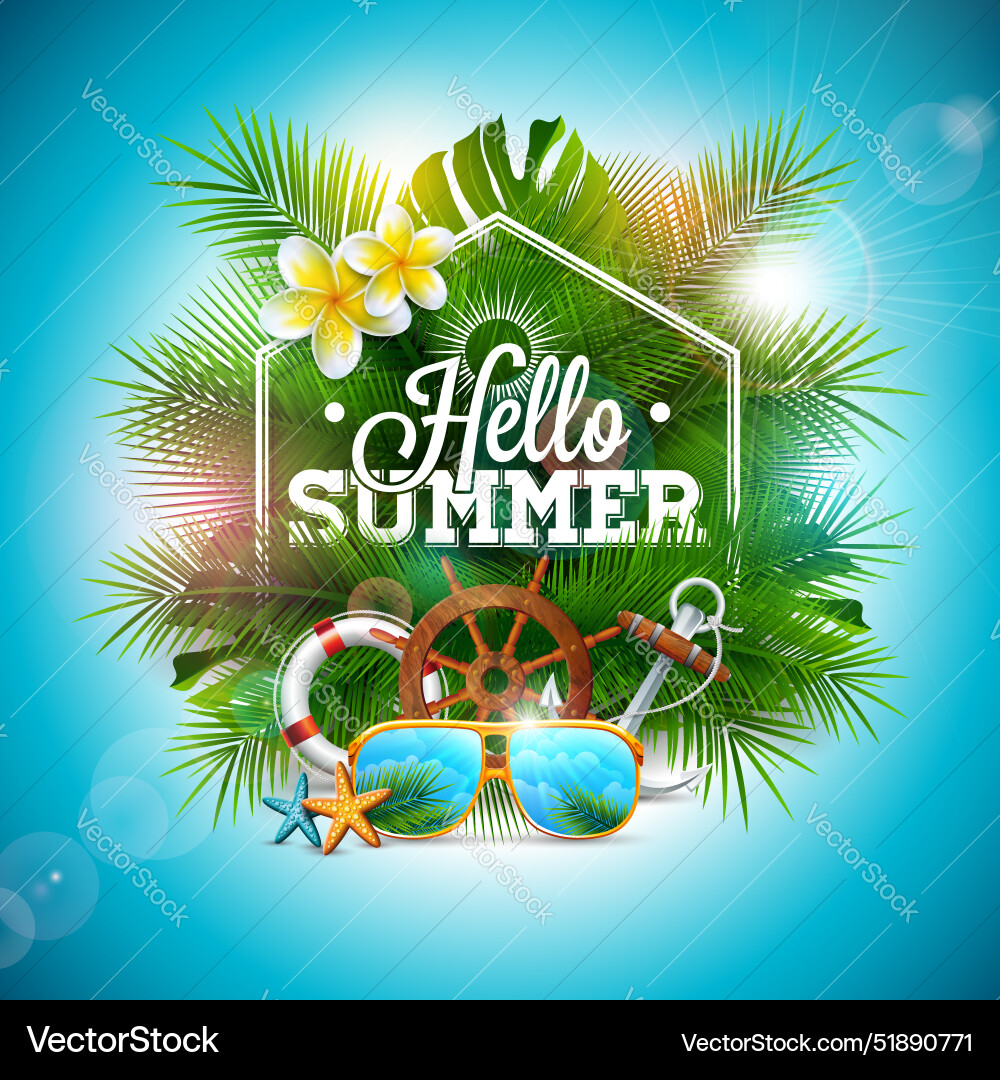 Hallo Sommer mit Strandurlaub Hallo Sommer mit Strandurlaub vektorbild