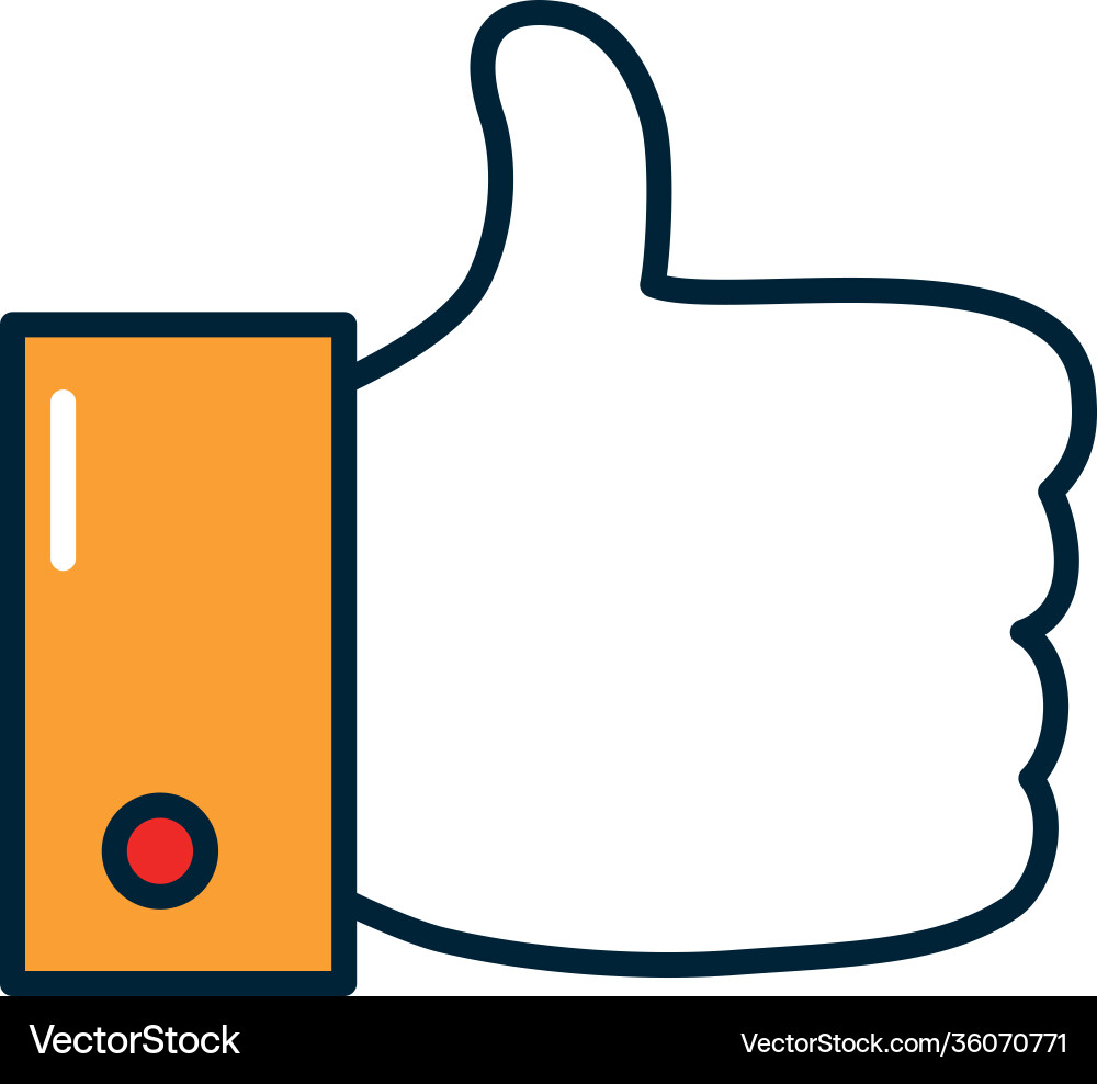 Hand with thumb up line and fill style vector image