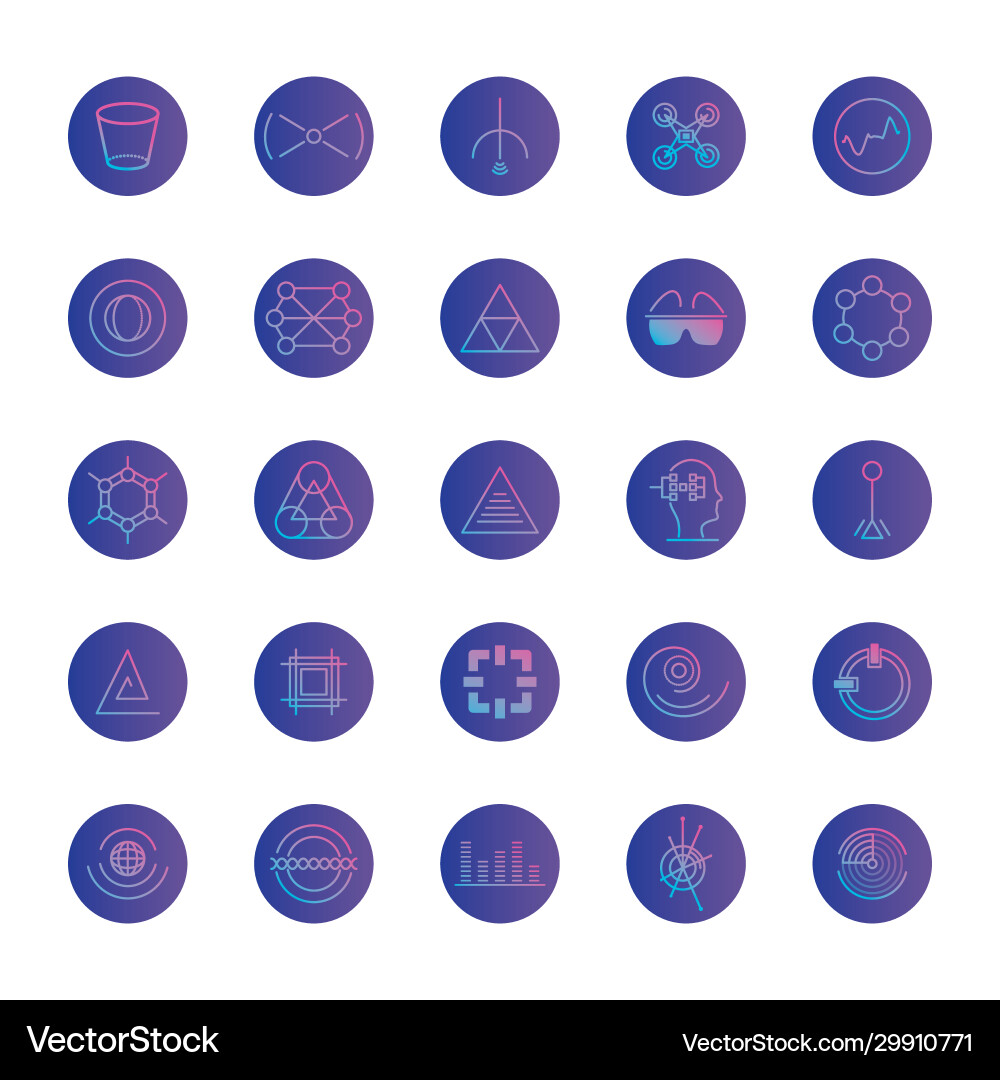 Isolated futuristic gradient style icon set Isolated futuristic gradient style icon set vector image