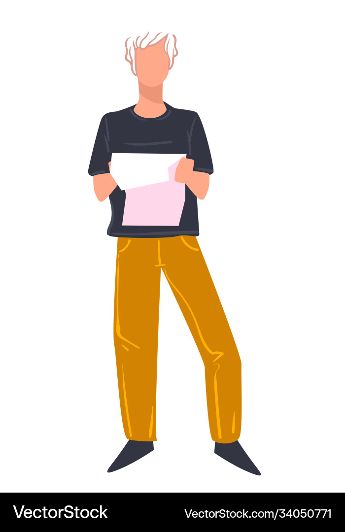 Male character reading page student at school Male character reading page student at school vector image