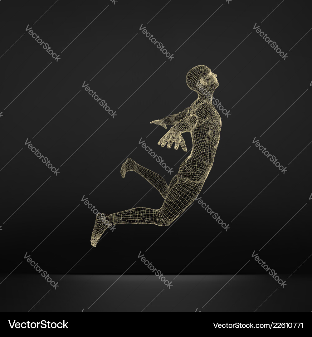 Man Floating in the Air - 3D Model vector image
