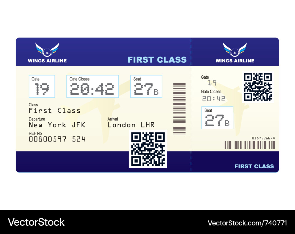 Modern Plane Ticket with QR Code vector image