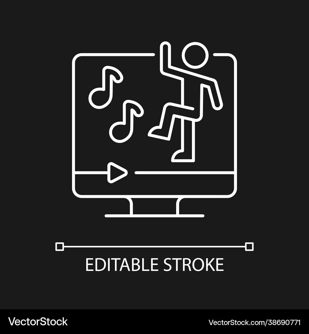 Online dance workout white linear icon for dark Online dance workout white linear icon for dark vector image