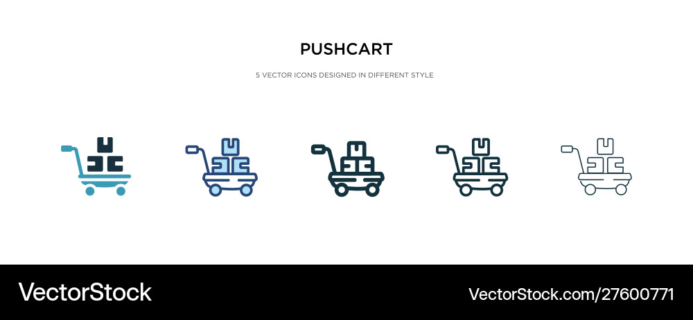 Pushcart icon in different style two colored Vector Image