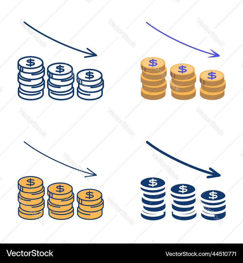 Recession icon set in flat and line style Recession icon set in flat and line style vector image
