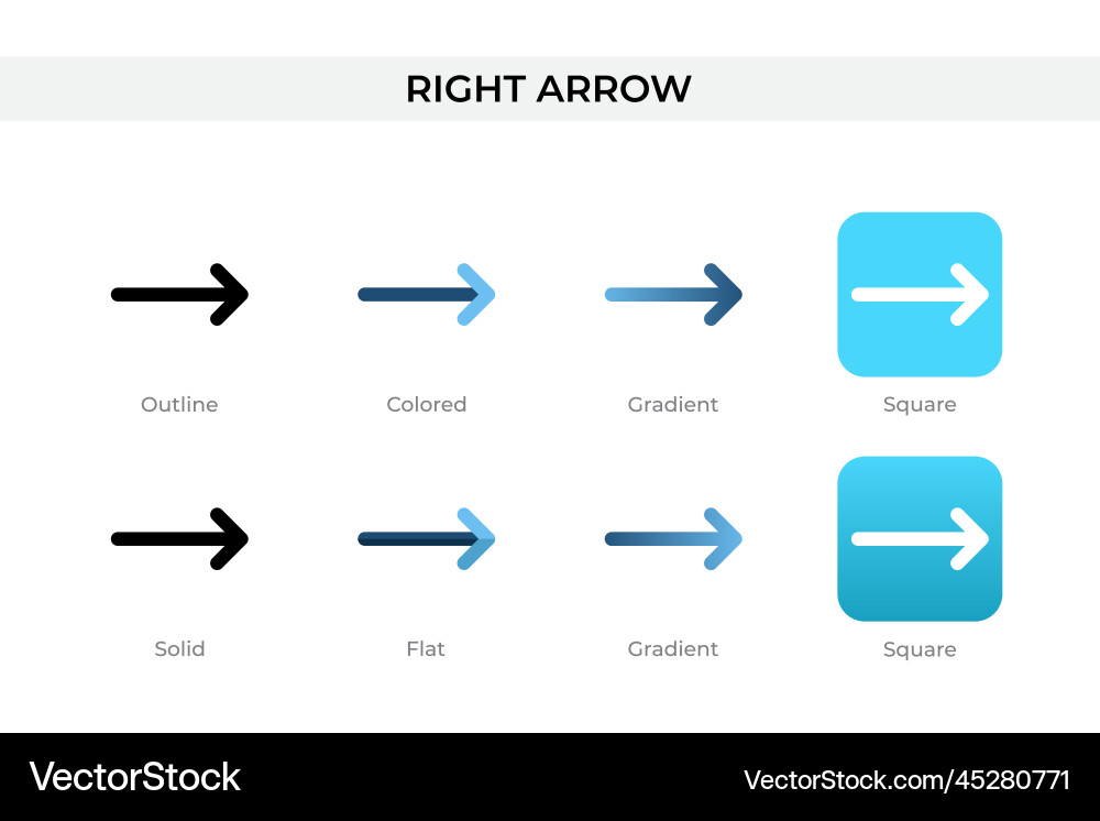 Right arrow icon in different style Right arrow icon in different style Vector Image