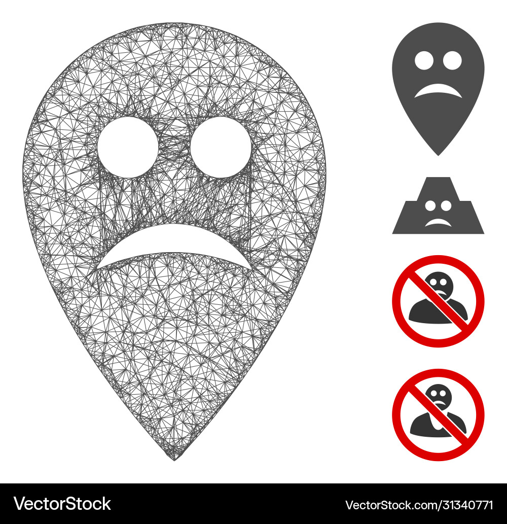 Sad map marker web mesh Sad map marker web mesh vector image