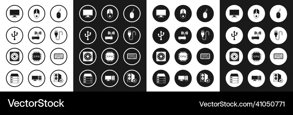Set computer mouse router and wi-fi signal usb Set computer mouse router and wi-fi signal usb vector image