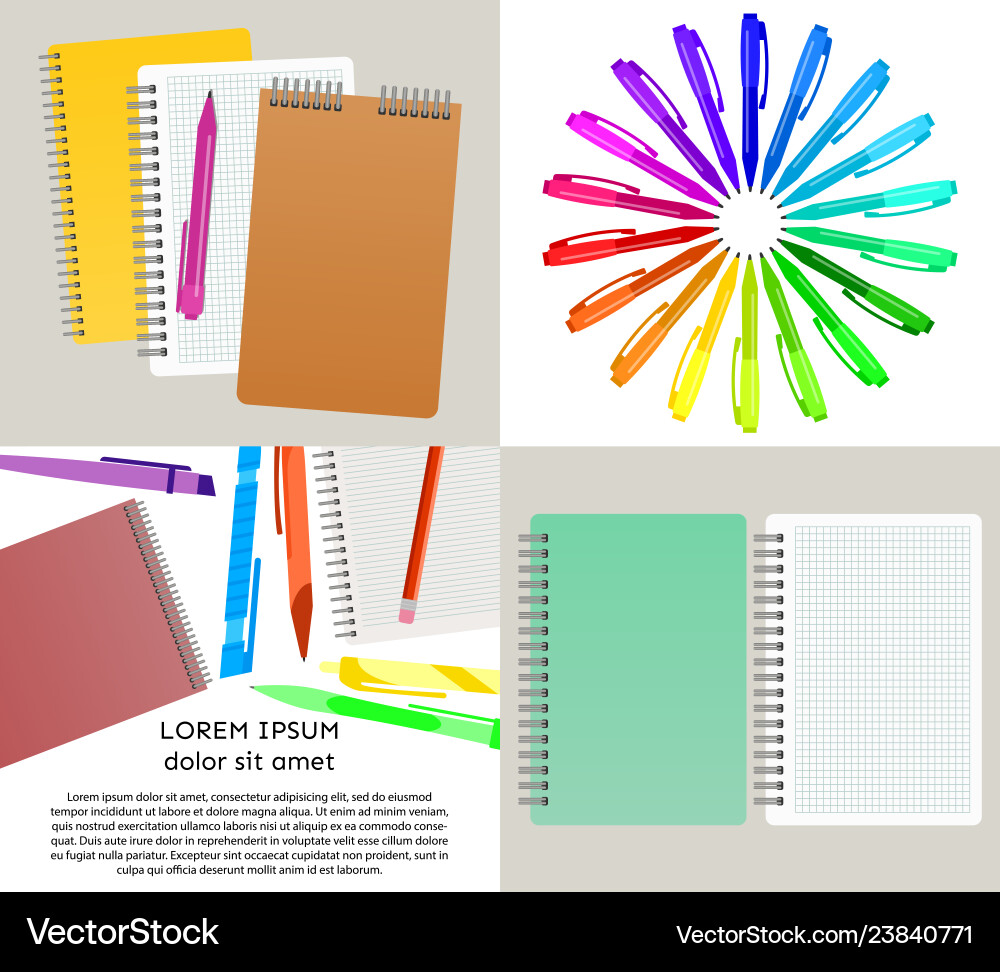 Set of four with notebooks Vector Image