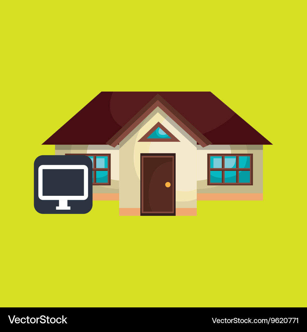 Smart home with computer isolated icon design vector image