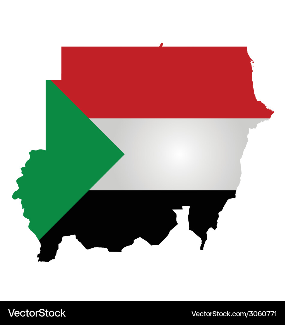 Sudan Flag on Map Vector Image