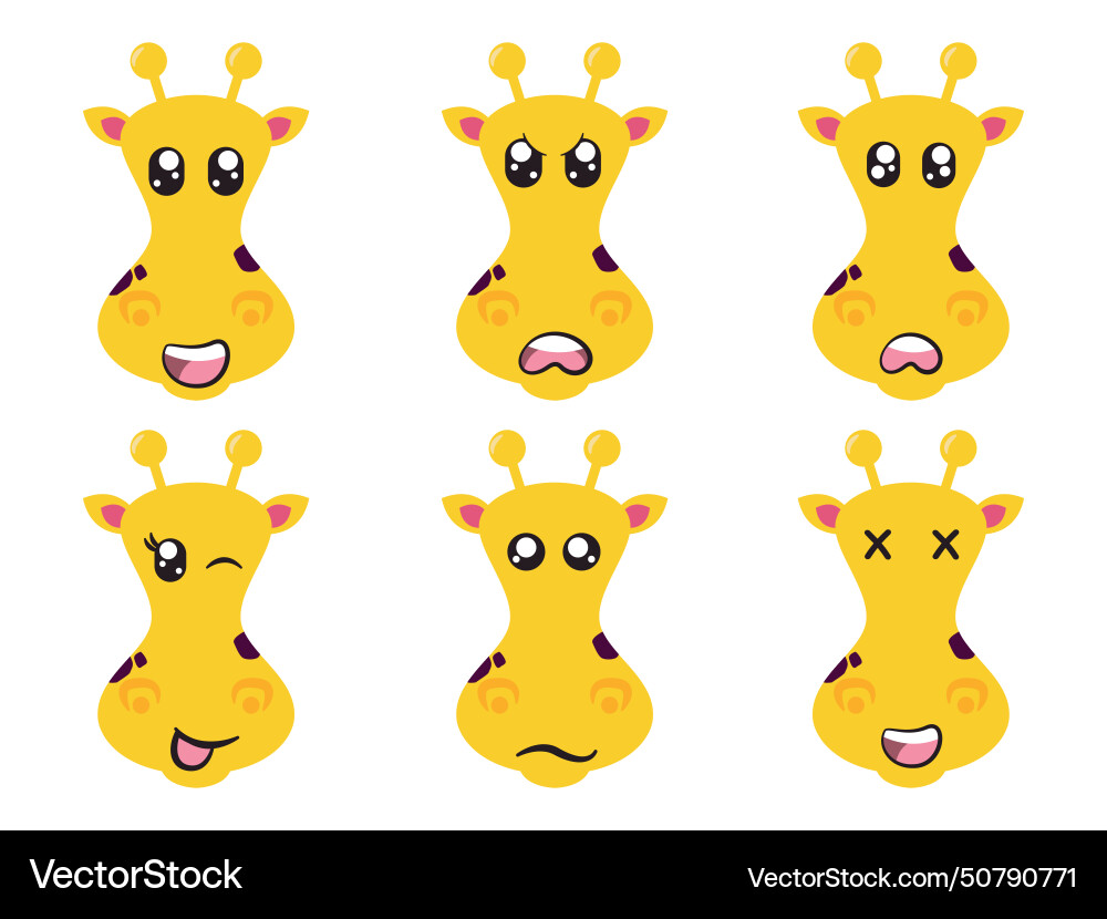 Yellow color head giraffe face character Vector Image