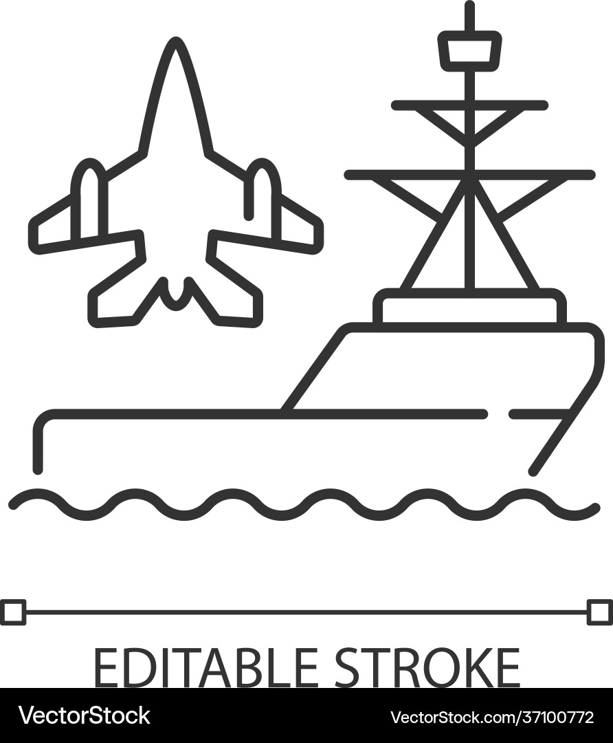 Aircraft carrier linear icon Aircraft carrier linear icon vector image