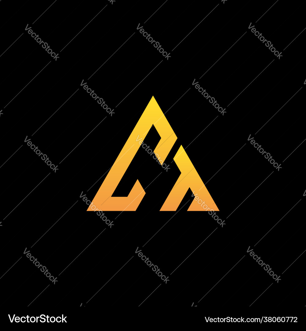 C t monogram initial logo with a yellow triangle C t monogram initial logo with a yellow triangle vector image
