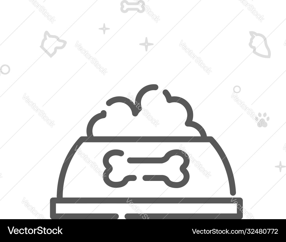 Dog bowl line icon symbol pictograph sign light Dog bowl line icon symbol pictograph sign light vector image