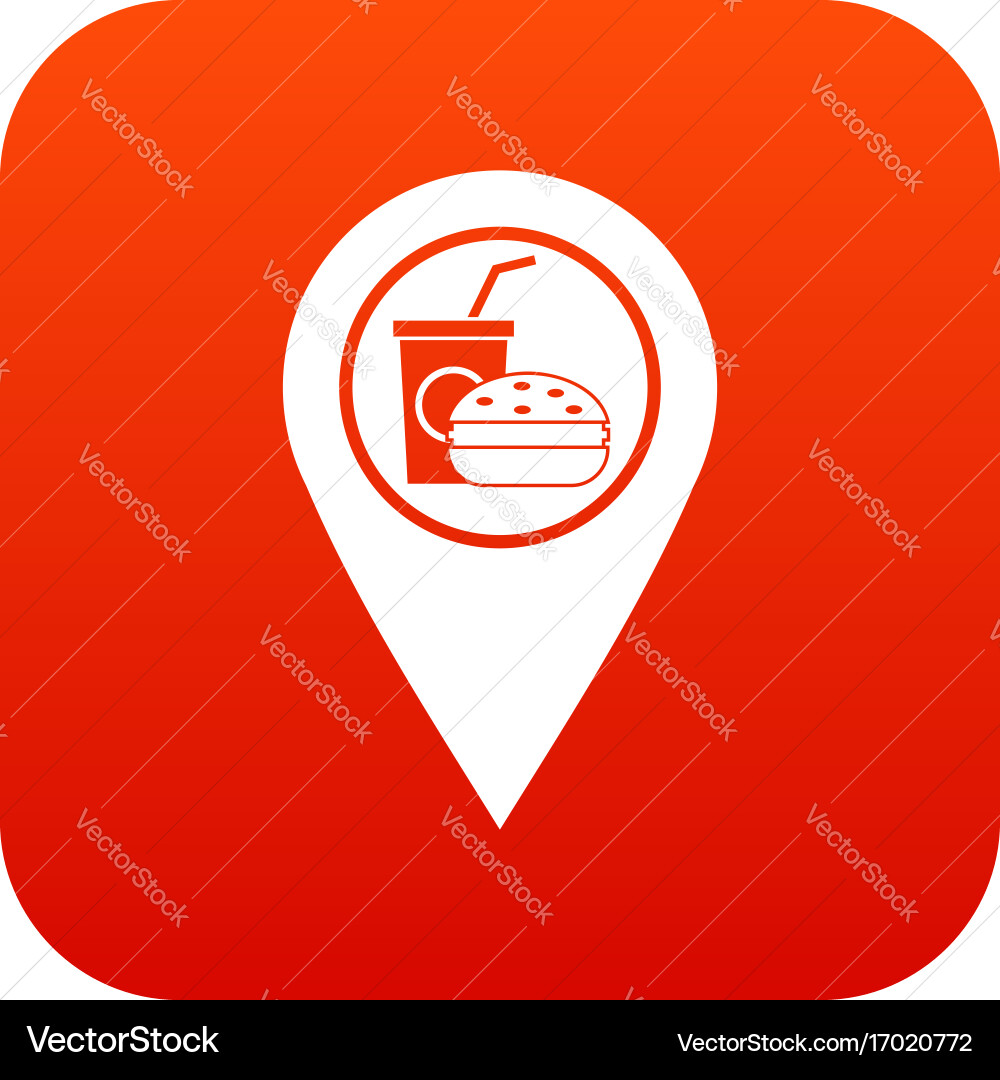 Fast food and restaurant map pointer icon digital vector image
