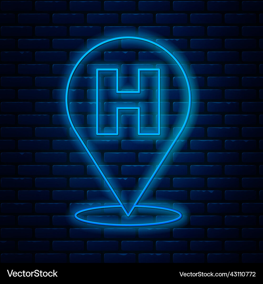 Glowing neon line medical map pointer with cross Glowing neon line medical map pointer with cross vector image