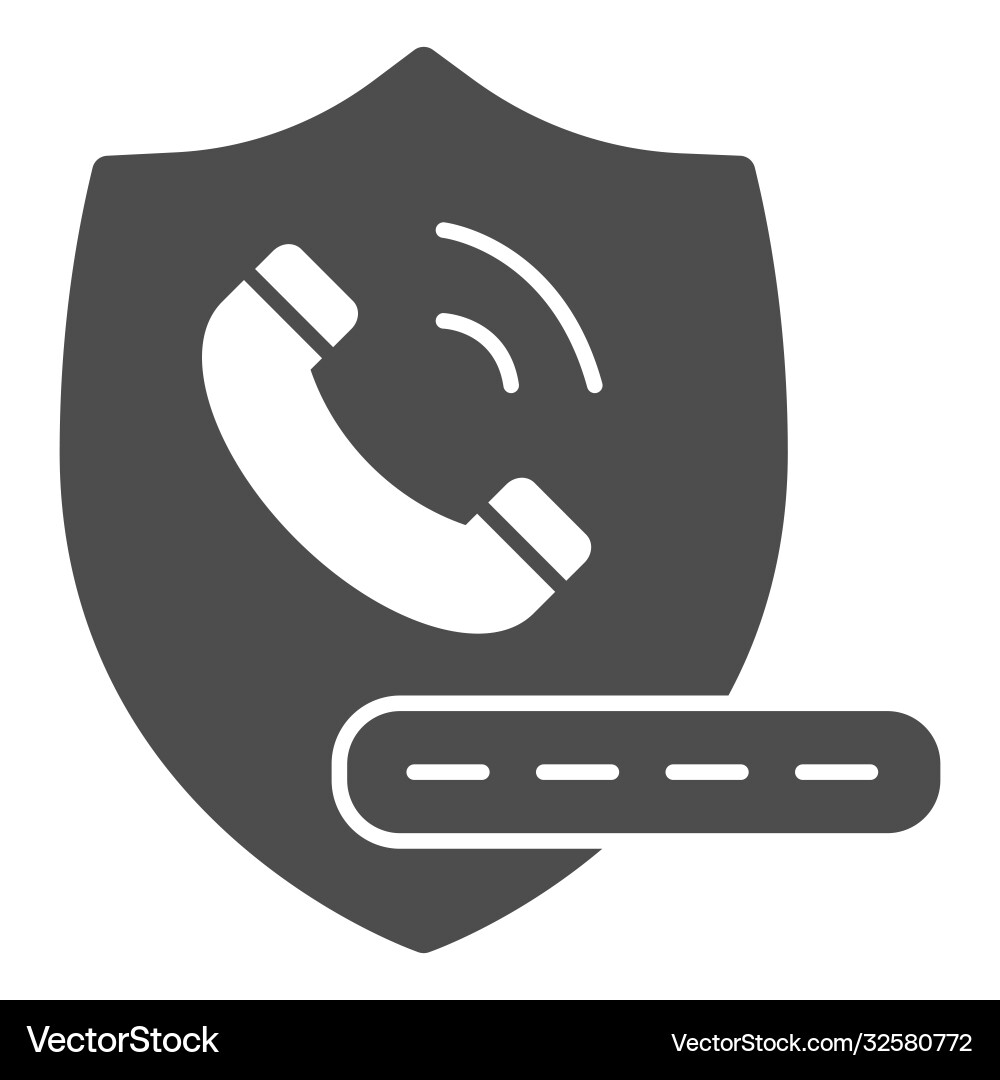 Handset on shield and pin code solid icon banking Handset on shield and pin code solid icon banking vector image