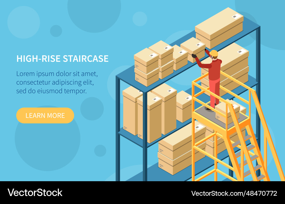 High rise staircase isometric banner vector image