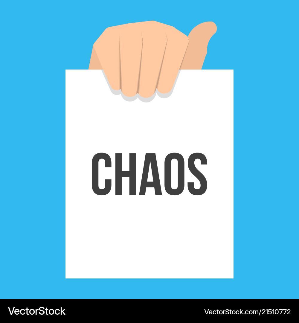Man showing paper chaos text Vector Image