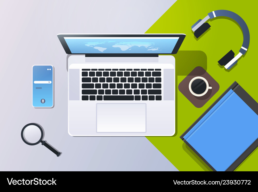 Mobile computer app online top angle view Mobile computer app online top angle view vector image