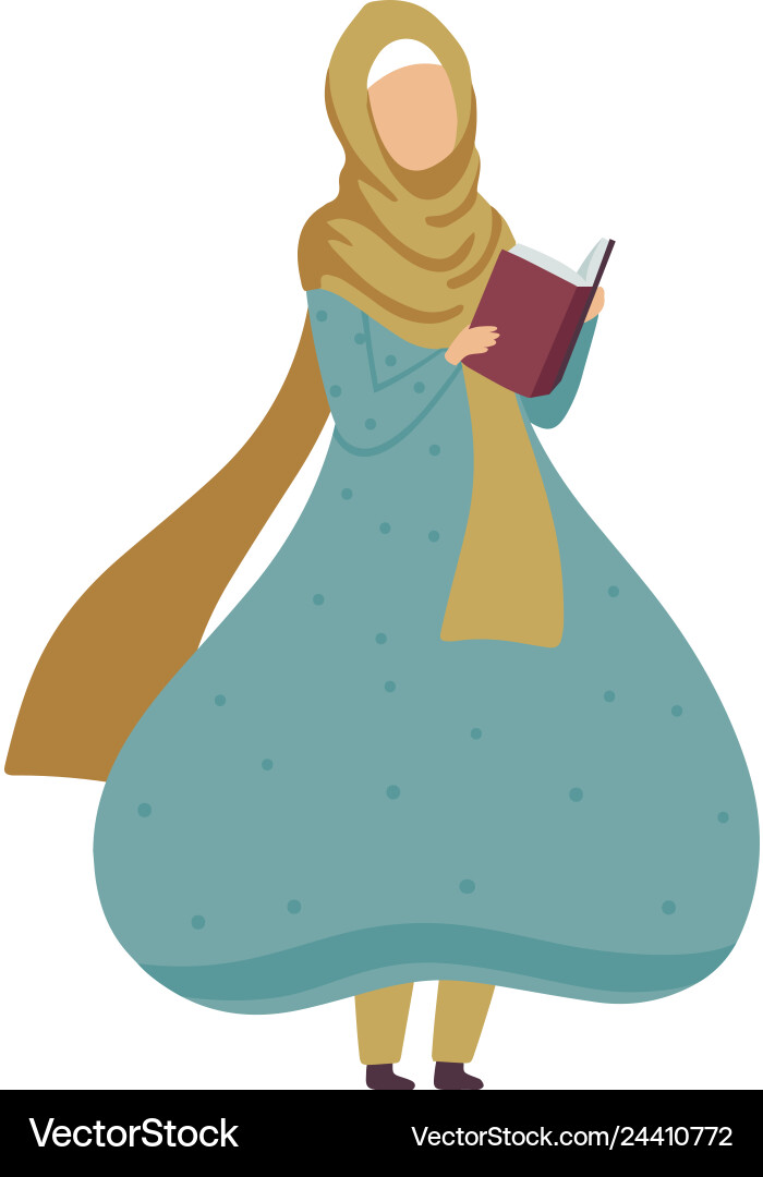 Muslimische Frau stehen und lesen Buch modern Muslimische Frau stehen und lesen Buch modern vektorbild