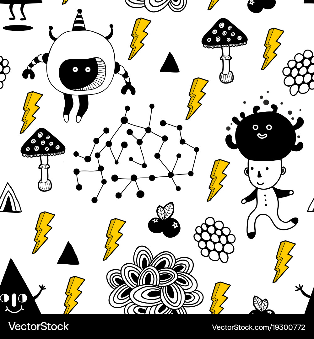 Seamless pattern with strange creatures vector image