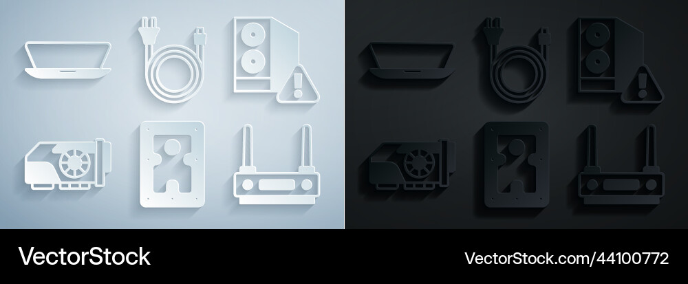 Set hard disk drive hdd case of computer video Set hard disk drive hdd case of computer video vector image