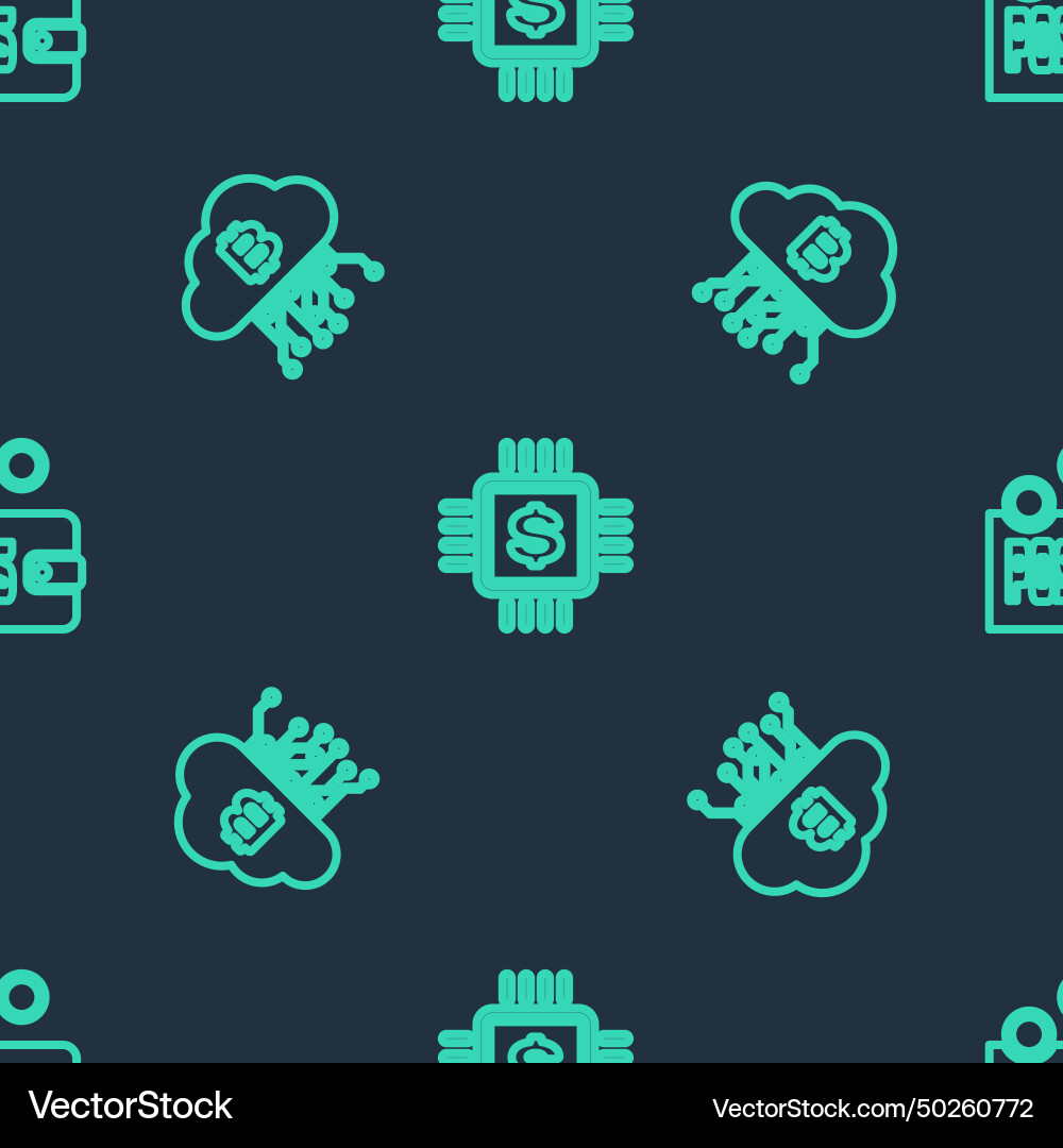 Set line processor chip with dollar Set line processor chip with dollar vector image