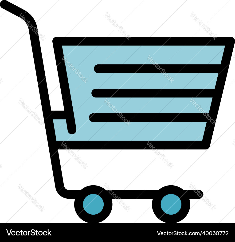 Shopping cart icon color outline Shopping cart icon color outline vector image