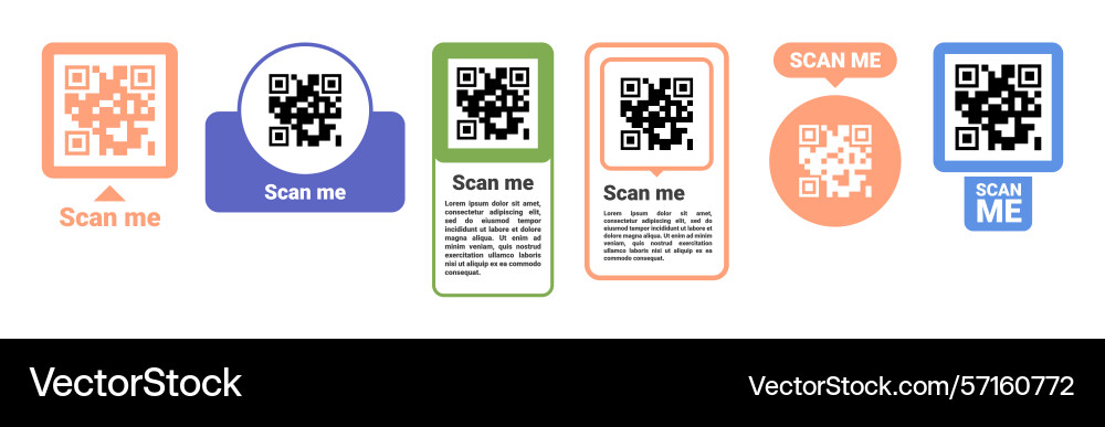 Stickers with qr code for ui interface Stickers with qr code for ui interface Vector Image
