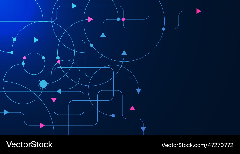 Technology lines and dots connection with triangle Vector Image