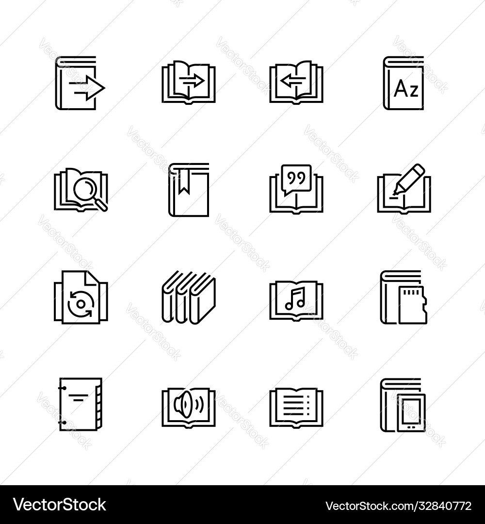 Thin Line E-reader Icon Set vector image
