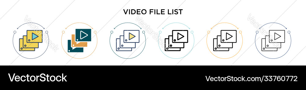 Video file list icon in filled thin line outline Vector Image